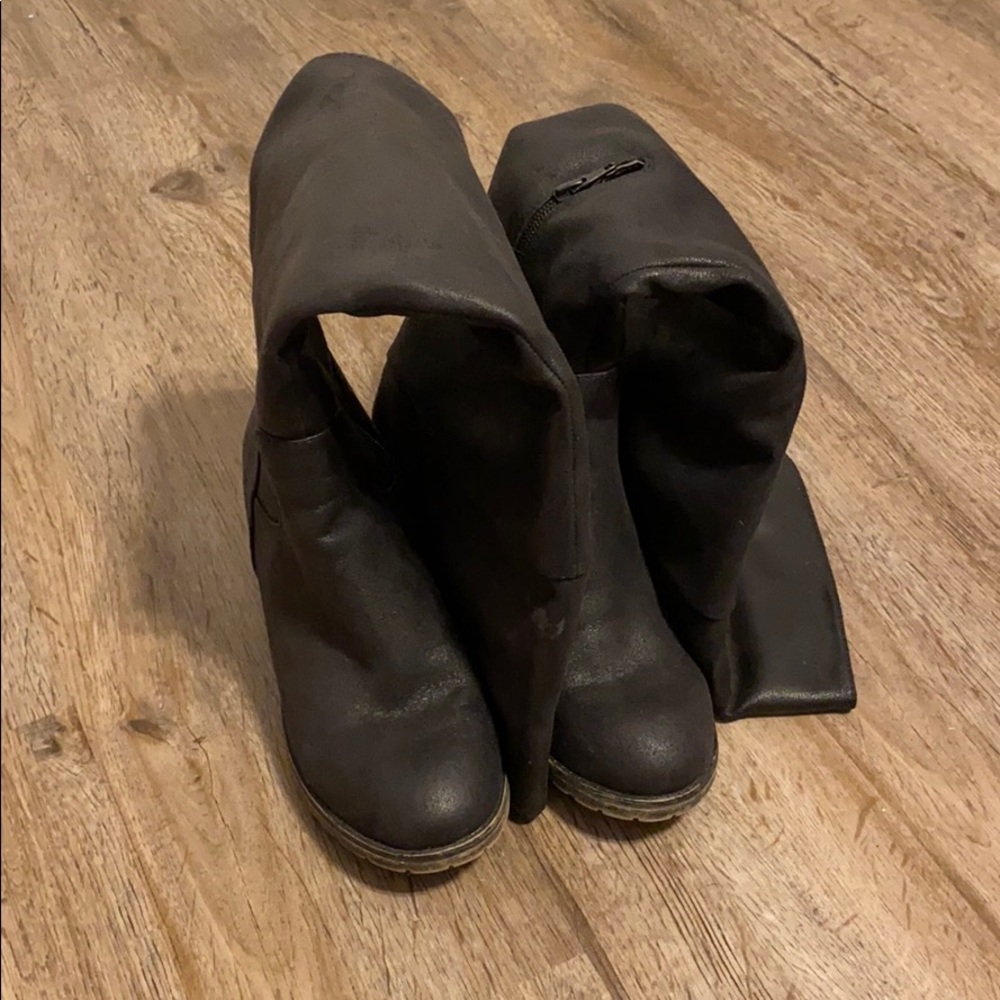 Black thigh high boots